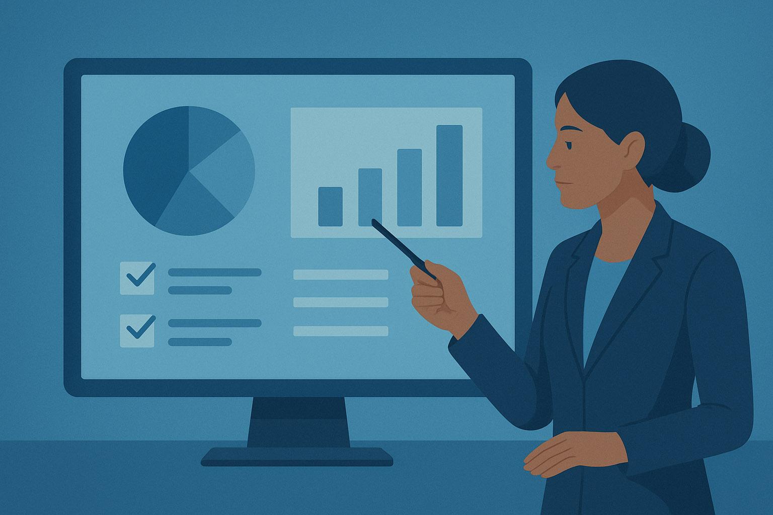 A person presents results