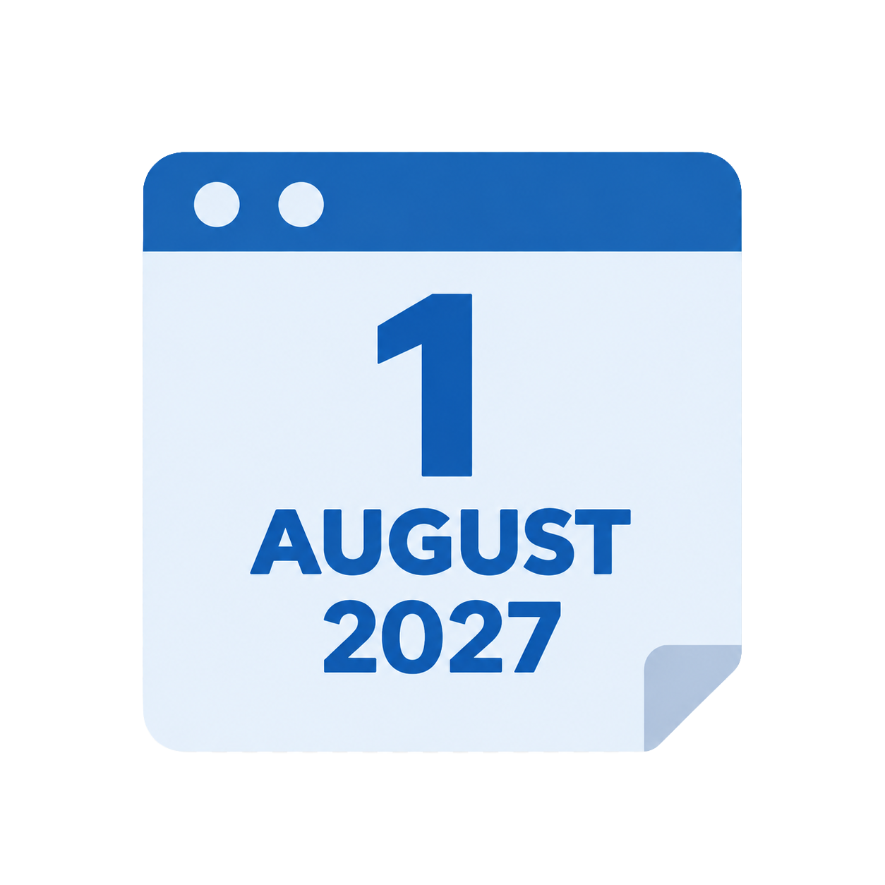 Calendar page dated August 1, 2027