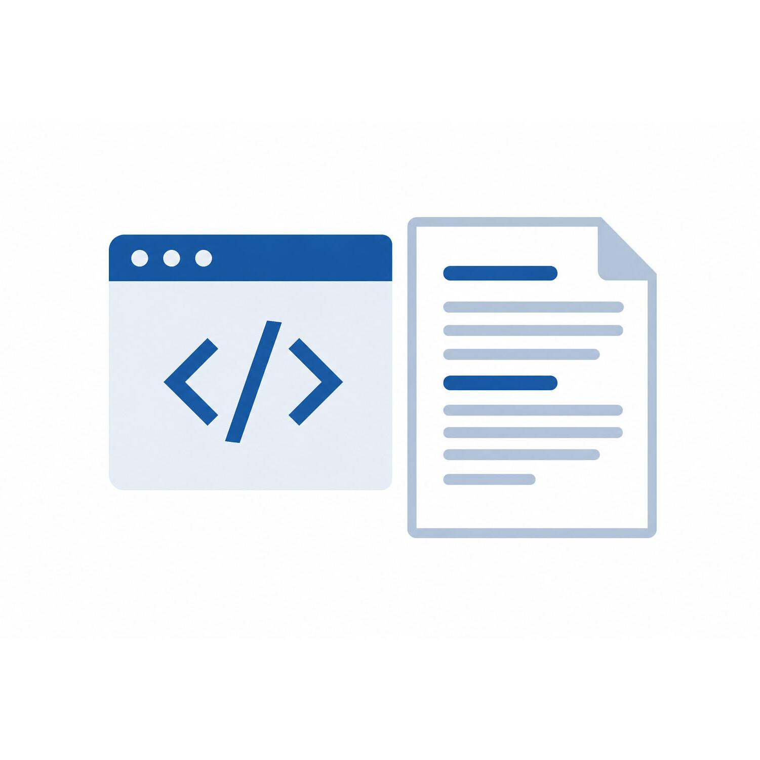 Software-Code On the left is the code icon; to the right of it is a document