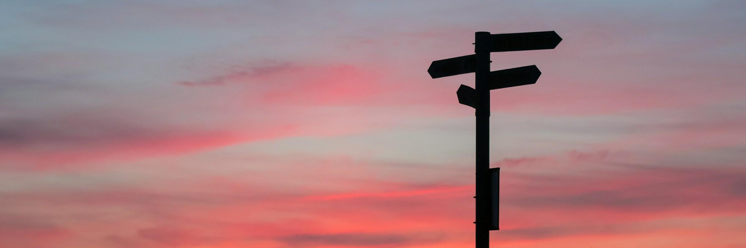 Straßenschilder im Gegenlicht