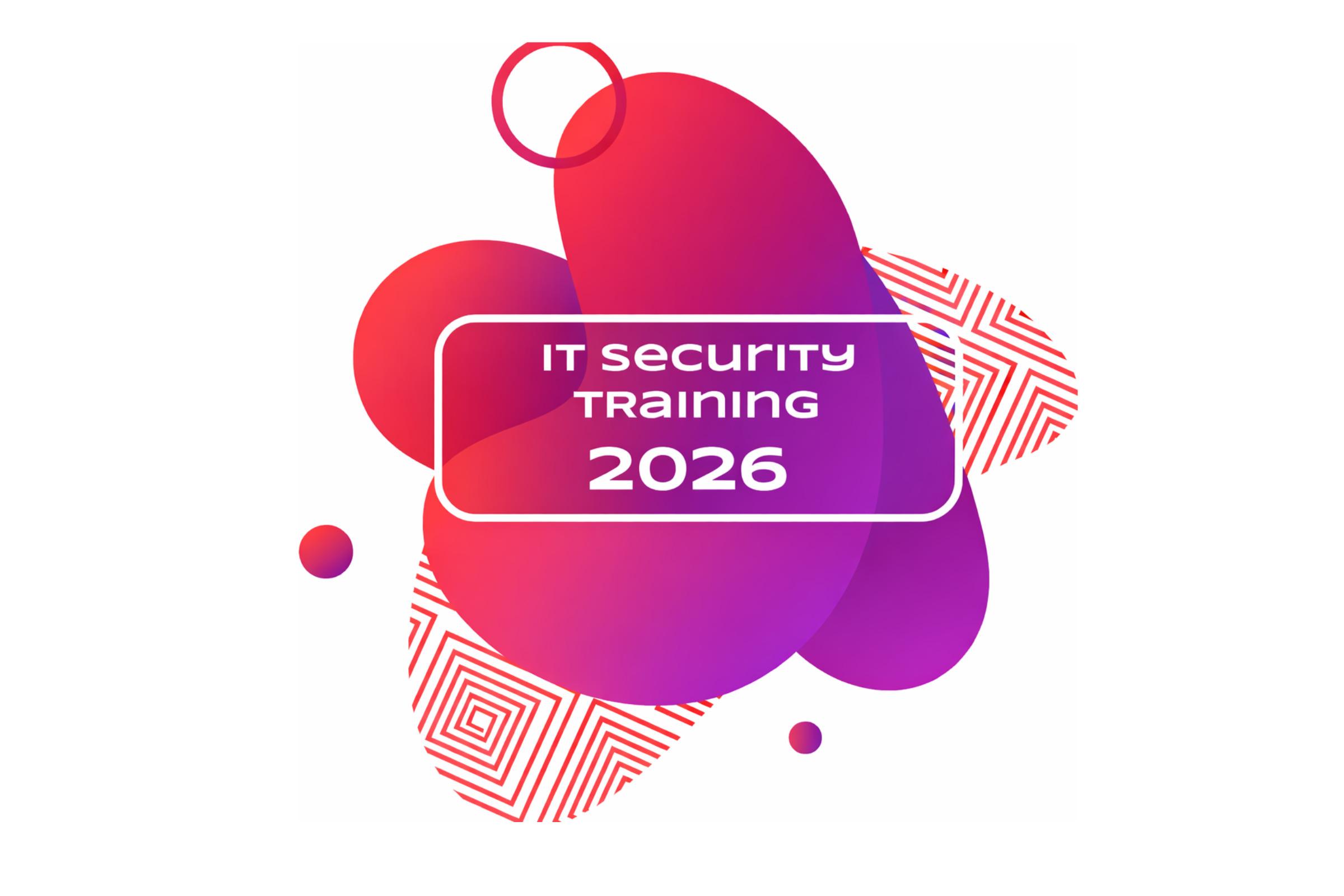 Colourful elements with the text ‘IT Security Training 2025’