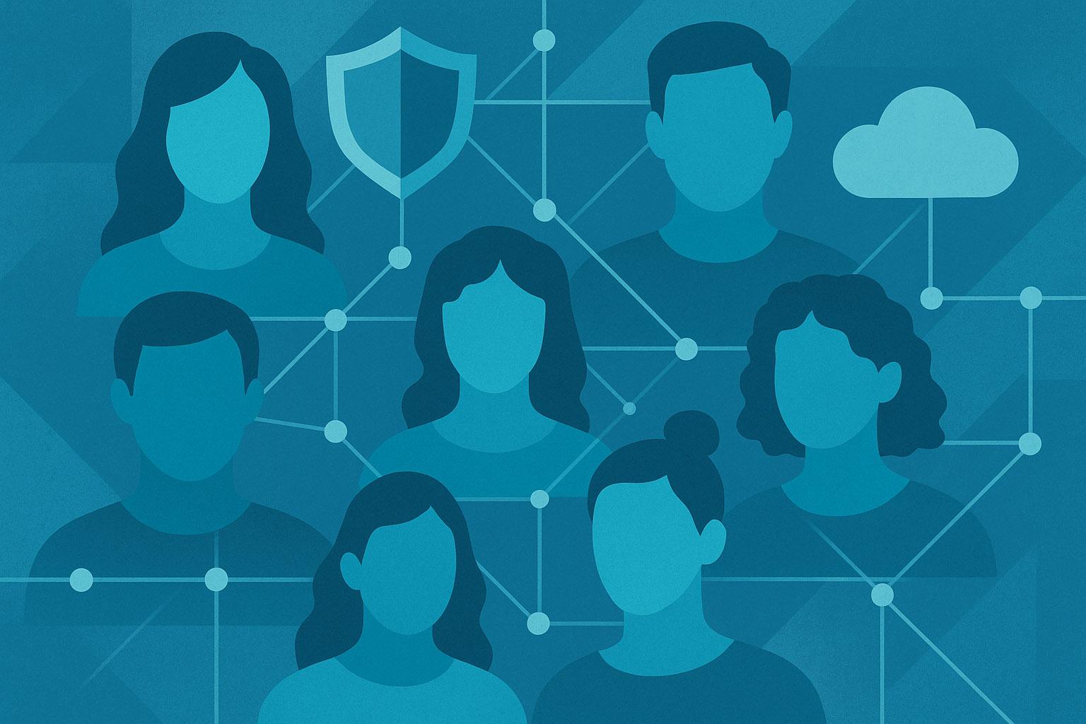 Datenschutz Experten Abstract people in a network with a privacy shield