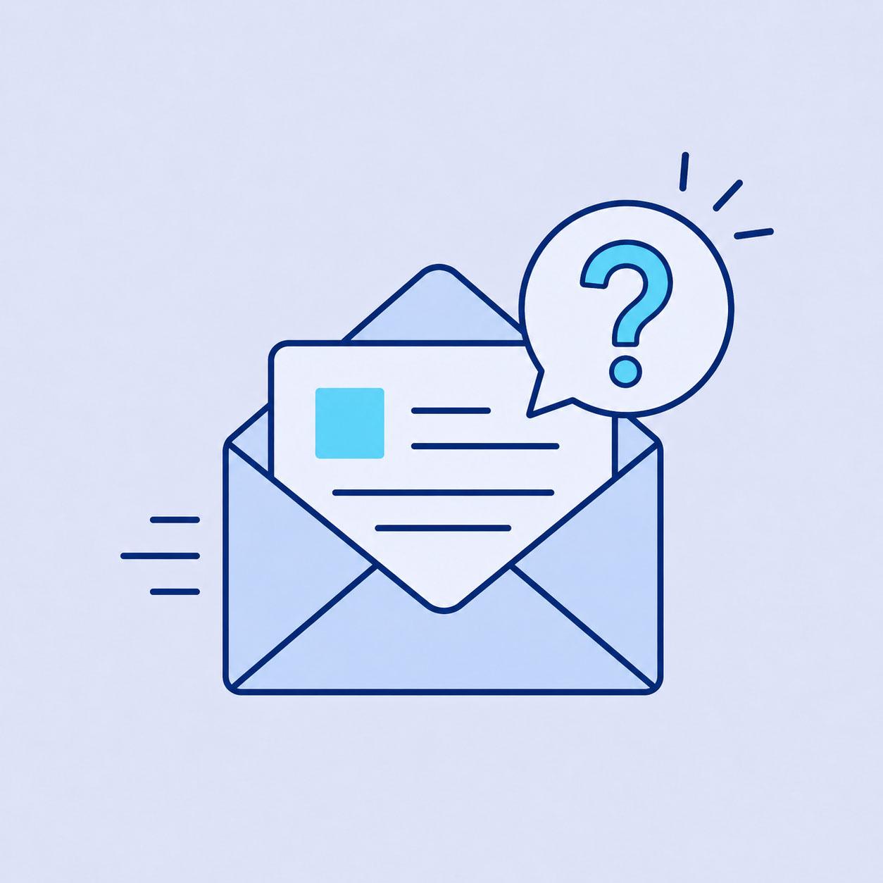 Open envelope with a question mark