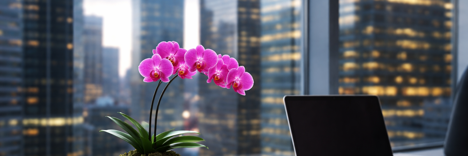 Schreibtisch mit Orchidee