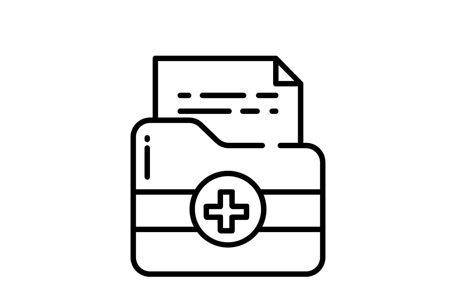 Sensible Gesundheitsdaten Daten-Ordner mit einem Kreuz-Symbol vorne drauf