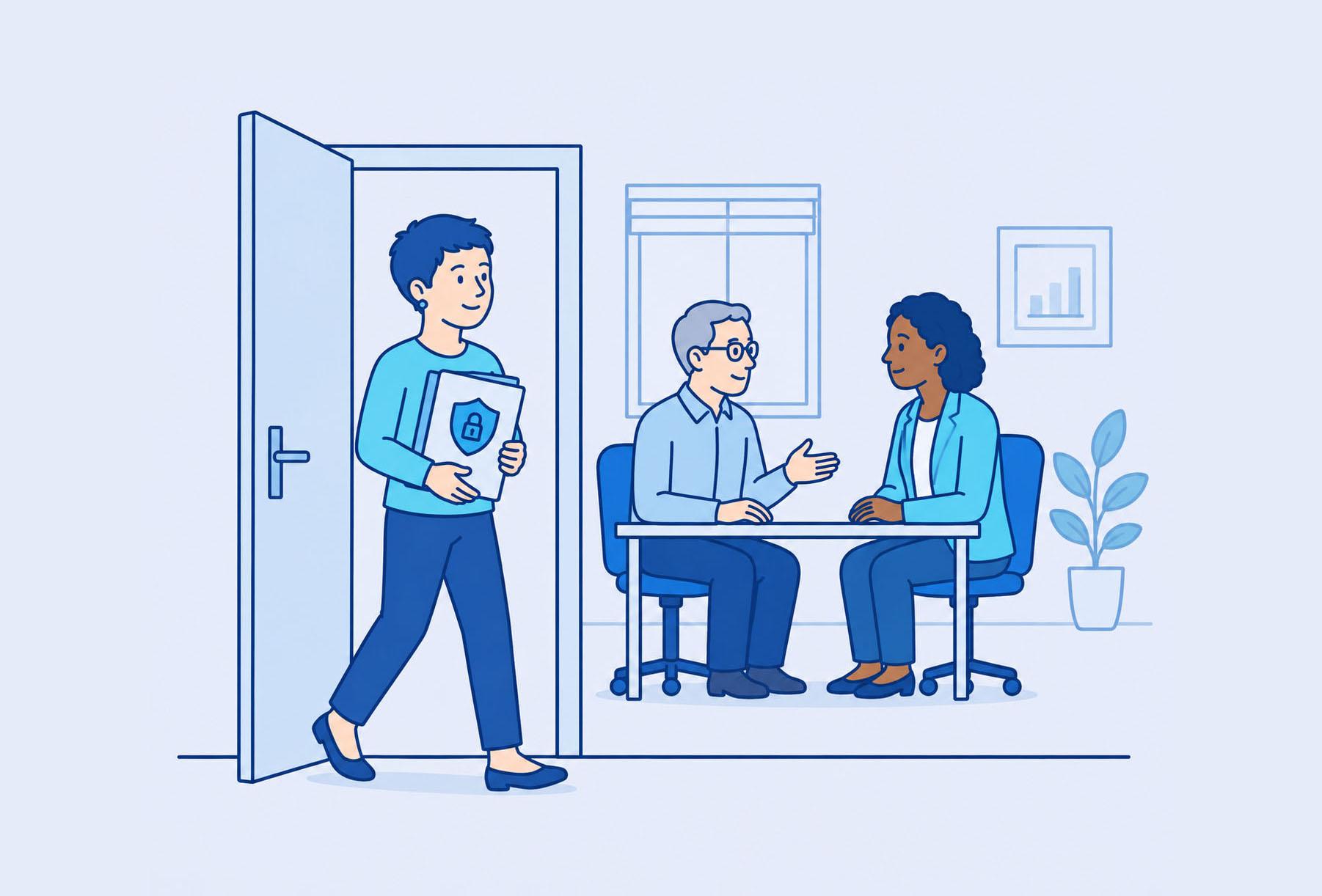 A data protection officer enters an office
