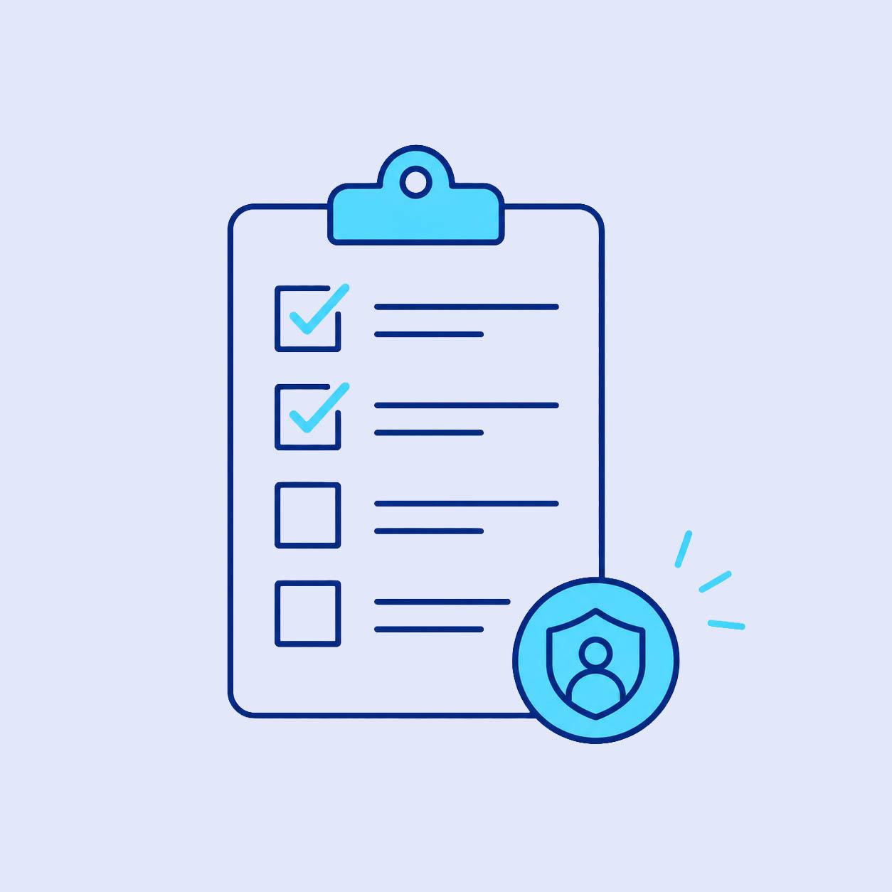 A checklist with some items checked off