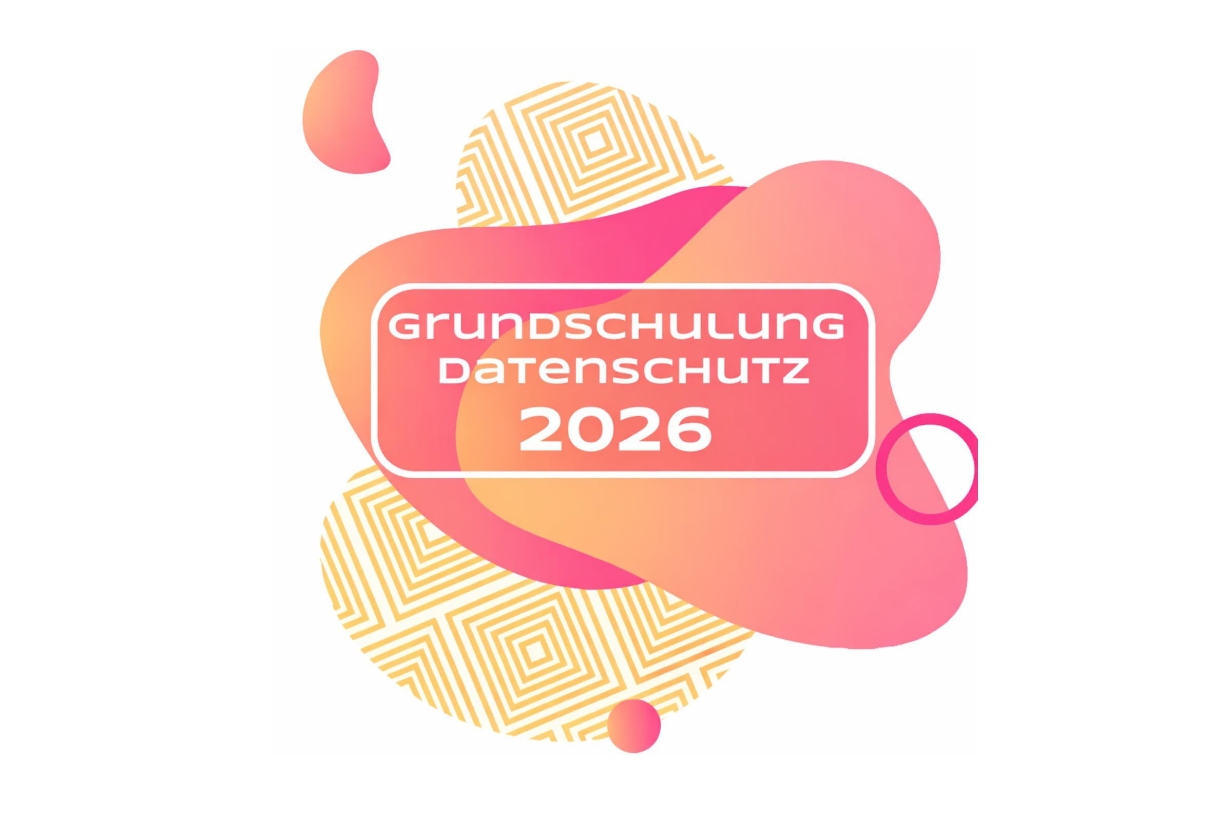 Colourful elements with the text ‘Basic training in data protection 2025’