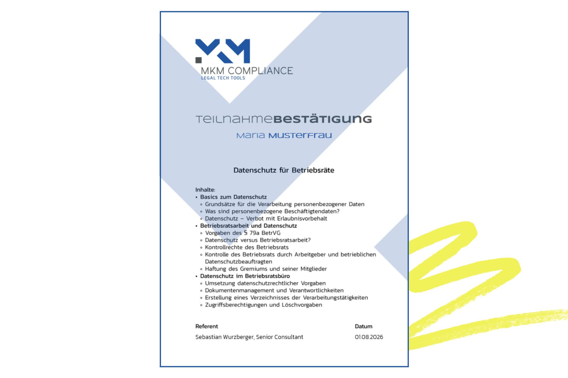 Beispiel-Teilnahmebestätigung